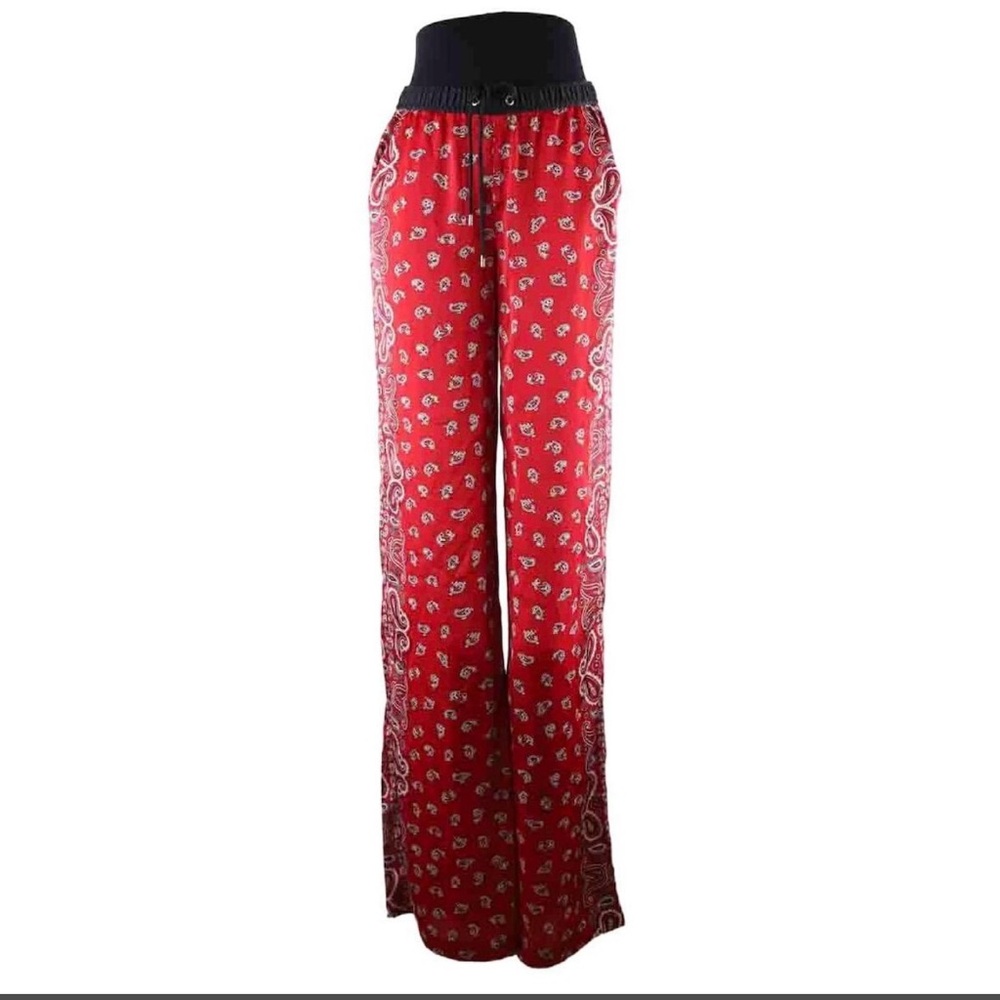 Michael Kors Red and Black Paisley Skirt
